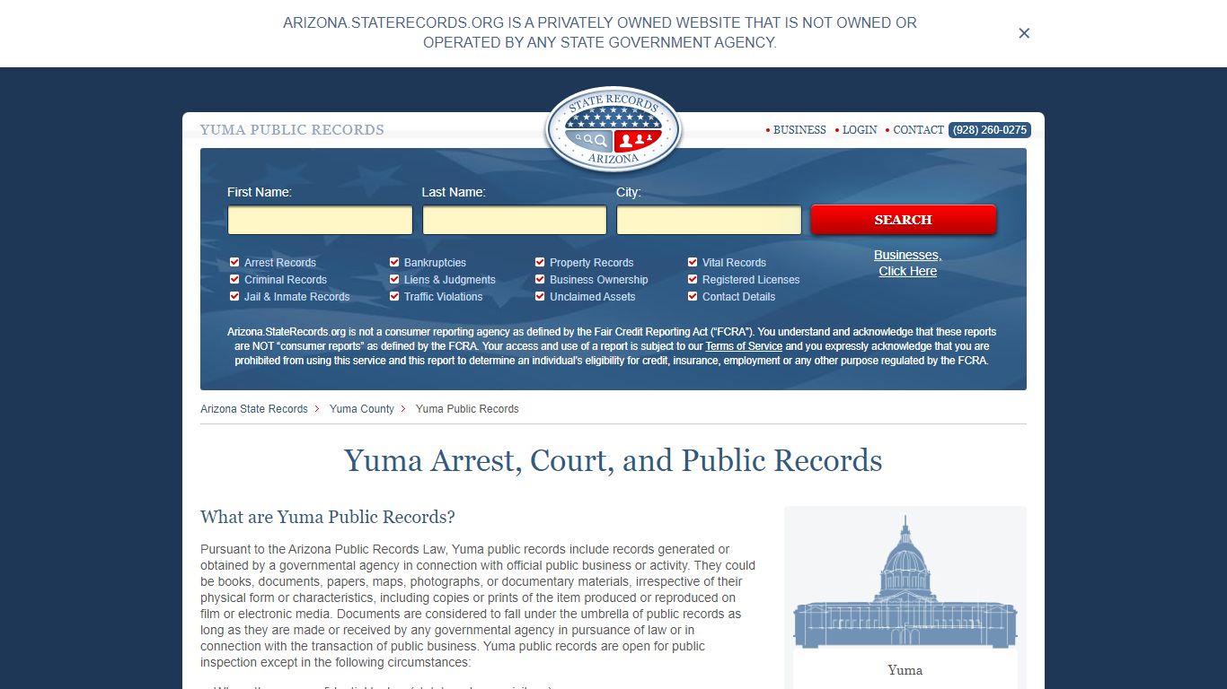 Yuma Arrest and Public Records | Arizona.StateRecords.org